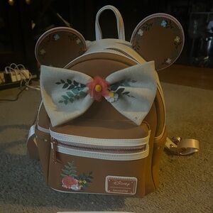 Loungefly Brown Backpack with Floral Accents